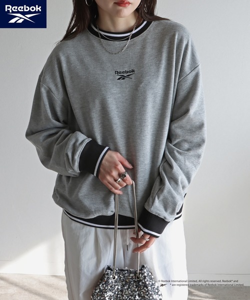 COURO（コウロ）の「【Reebok/リーボック】 別注スモールベクター刺繍ラインリブスウェット（スウェット・レディース・ホワイト/ネイビー/ブラック/杢グレー・M/L/XL）」の13枚目の写真