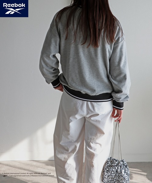 COURO（コウロ）の「【Reebok/リーボック】 別注スモールベクター刺繍ラインリブスウェット（スウェット・レディース・ホワイト/ネイビー/ブラック/杢グレー・M/L/XL）」の15枚目の写真
