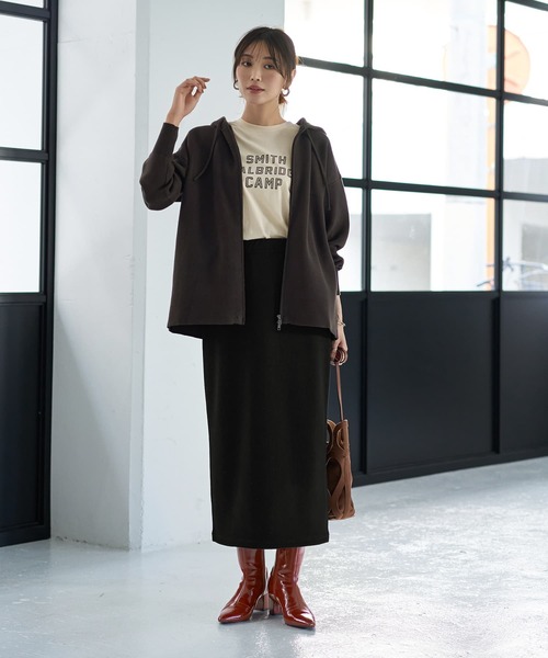 STYLE DELI(スタイルデリ)の「表面リブストレッチペンシルスカート(スカート・レディース・ブラック/ホワイト系その他・01/02)」の6枚目の写真