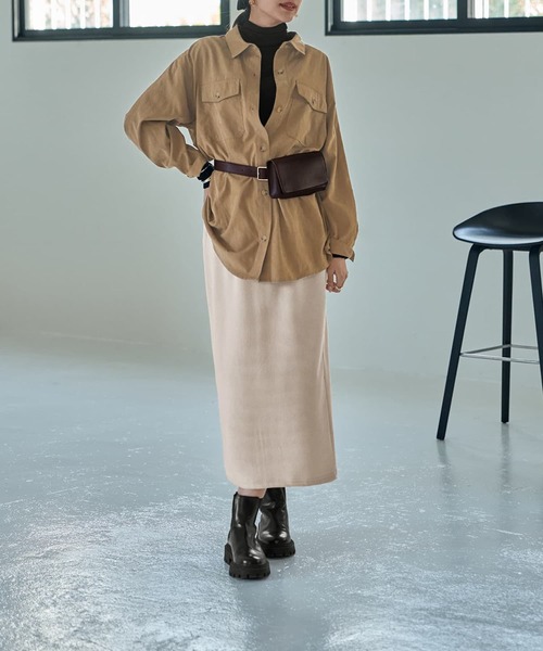 STYLE DELI(スタイルデリ)の「表面リブストレッチペンシルスカート(スカート・レディース・ブラック/ホワイト系その他・01/02)」の12枚目の写真