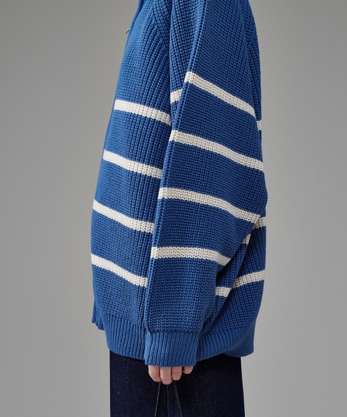 るんるんば様 C6230 ボーダーニット FULL ZIP BORDER KNIT / フルジップボーダーニット（ニット/セーター
