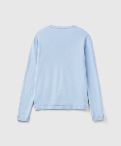 BENETTON (UNITED COLORS OF BENETTON)(ベネトンユナイテッドカラーズオブベネトン)の「コットン100%無地クルーネック長袖カーディガン(カーディガン/ボレロ・レディース・ピンク/ライトブルー/ラベンダー/ブルー・X-SMALL/SMALL/MEDIUM/LARGE)」の9枚目の写真