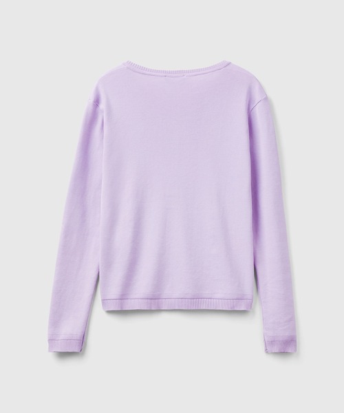 BENETTON (UNITED COLORS OF BENETTON)(ベネトンユナイテッドカラーズオブベネトン)の「コットン100%無地クルーネック長袖カーディガン(カーディガン/ボレロ・レディース・ピンク/ライトブルー/ラベンダー/ブルー・X-SMALL/SMALL/MEDIUM/LARGE)」の14枚目の写真