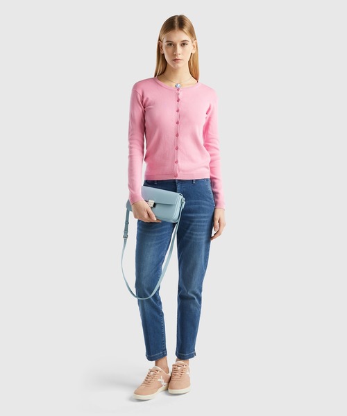 BENETTON (UNITED COLORS OF BENETTON)(ベネトンユナイテッドカラーズオブベネトン)の「コットン100%無地クルーネック長袖カーディガン(カーディガン/ボレロ・レディース・ピンク/ライトブルー/ラベンダー/ブルー・X-SMALL/SMALL/MEDIUM/LARGE)」の17枚目の写真