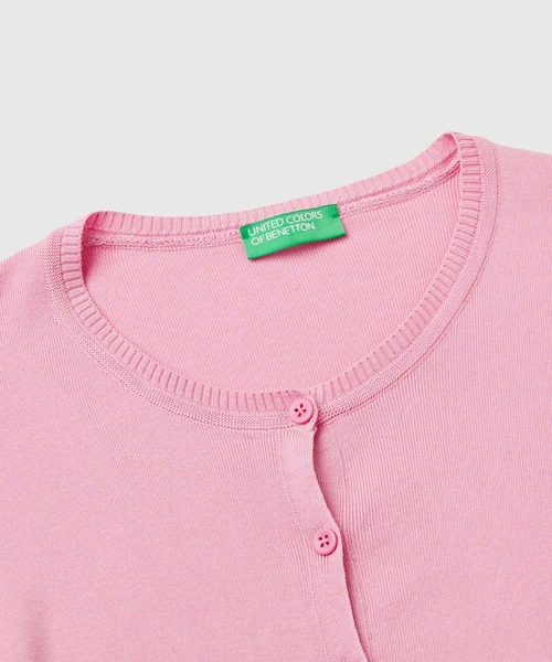 BENETTON (UNITED COLORS OF BENETTON)(ベネトンユナイテッドカラーズオブベネトン)の「コットン100%無地クルーネック長袖カーディガン(カーディガン/ボレロ・レディース・ピンク/ライトブルー/ラベンダー/ブルー・X-SMALL/SMALL/MEDIUM/LARGE)」の20枚目の写真