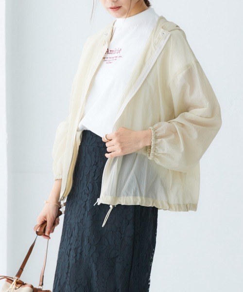 nissen（ニッセン）の「フード付シアーブルゾン（ブルゾン・レディース・オフホワイト/ブラック/サックスブルー/グリーン/ベージュ・L/LL/S/M）」の21枚目の写真