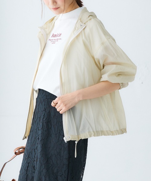 nissen（ニッセン）の「フード付シアーブルゾン（ブルゾン・レディース・オフホワイト/ブラック/サックスブルー/グリーン/ベージュ・L/LL/S/M）」の19枚目の写真