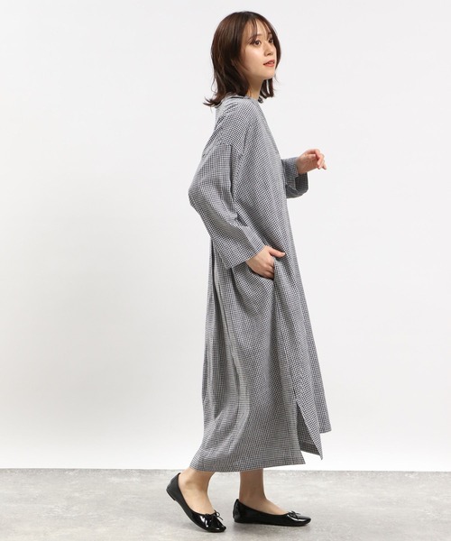 GLOBAL WORK Smile Seed Store(グローバルワーク スマイルシードストア)の「リネン混スキッパーワンピース/180963(シャツワンピース・レディース・グレー/ブラック/ブルー系その他5/ダークグレー・LARGE/MEDIUM)」の2枚目の写真