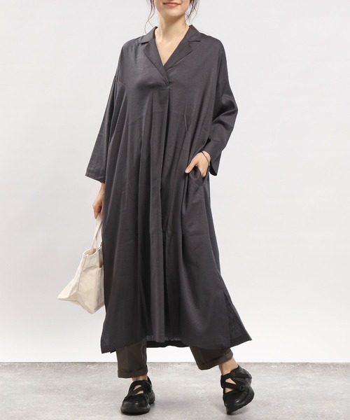 GLOBAL WORK Smile Seed Store(グローバルワーク スマイルシードストア)の「リネン混スキッパーワンピース/180963(シャツワンピース・レディース・グレー/ブラック/ブルー系その他5/ダークグレー・LARGE/MEDIUM)」の18枚目の写真