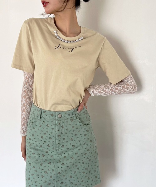 Jewelobe(ジュエローブ)の「ネックパールニュアンスロゴTシャツ(Tシャツ/カットソー・レディース・ブラック/ベージュ/ホワイト・FREE)」の22枚目の写真