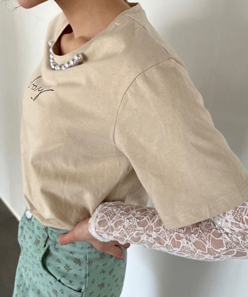 Jewelobe(ジュエローブ)の「ネックパールニュアンスロゴTシャツ(Tシャツ/カットソー・レディース・ブラック/ベージュ/ホワイト・FREE)」の12枚目の写真