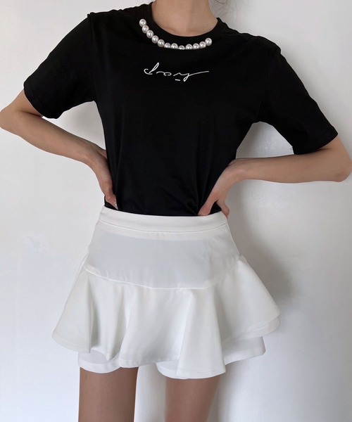 Jewelobe(ジュエローブ)の「ネックパールニュアンスロゴTシャツ(Tシャツ/カットソー・レディース・ブラック/ベージュ/ホワイト・FREE)」の15枚目の写真