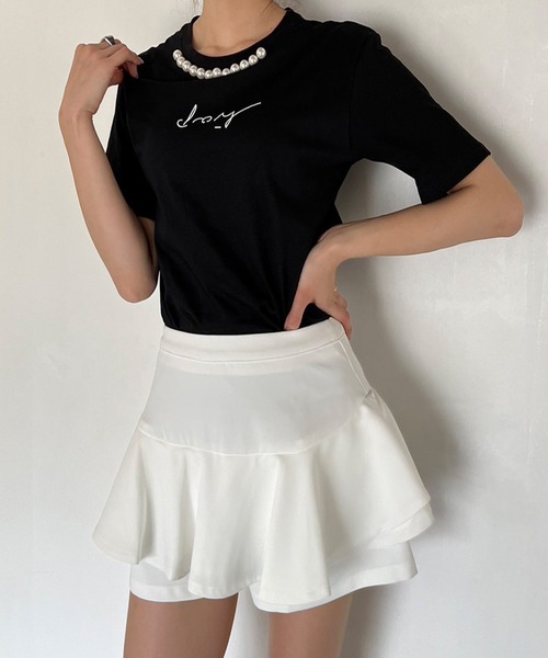 Jewelobe(ジュエローブ)の「ネックパールニュアンスロゴTシャツ(Tシャツ/カットソー・レディース・ブラック/ベージュ/ホワイト・FREE)」の16枚目の写真