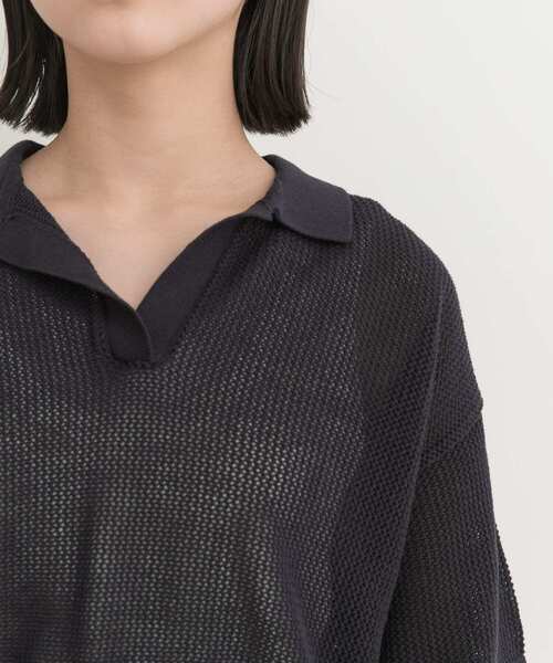 URBAN RESEARCH DOORS（アーバンリサーチドアーズ）の「クロップドメッシュシャツ(KIDS)（ニット/セーター・キッズ・オフホワイト/ネイビー・150/135/120）」の9枚目の写真