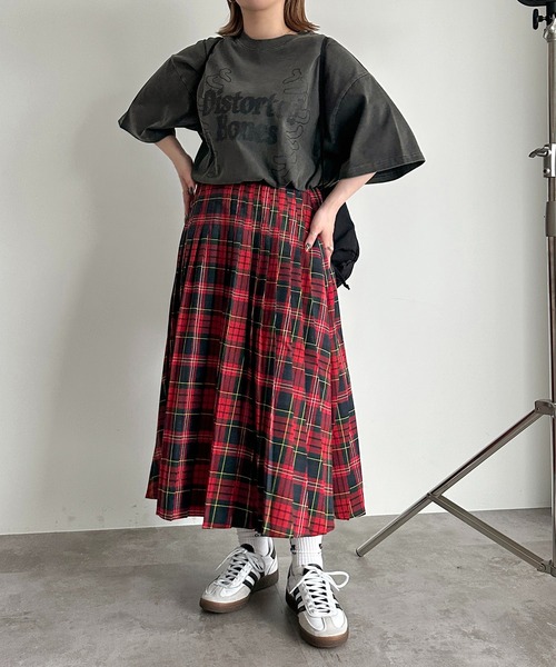 セール】【側湾症ネキコラボアイテム】チェックミディプリーツスカート