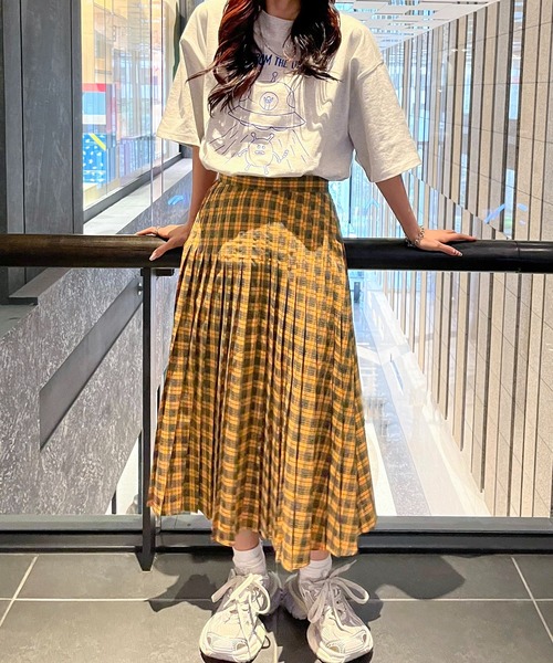 セール】【側湾症ネキコラボアイテム】チェックミディプリーツスカート