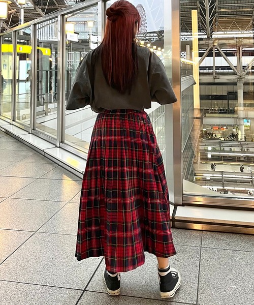 セール】【側湾症ネキコラボアイテム】チェックミディプリーツスカート