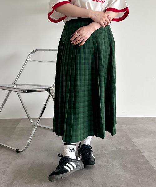 セール】【側湾症ネキコラボアイテム】チェックミディプリーツスカート