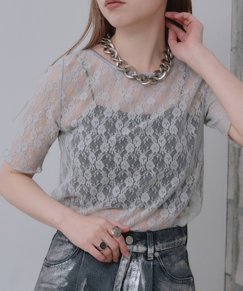 RAY CASSIN（レイカズン）の「５分袖レースT（その他トップス・レディース・ブラック/スカイブルー/ホワイト・FREE）」の3枚目の写真