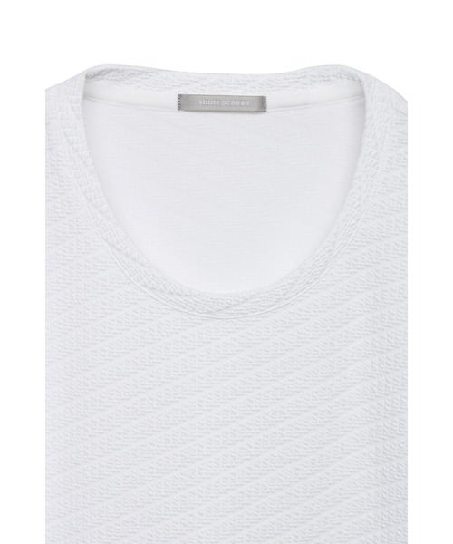 HIGH STREET(ハイストリート)の「HIGH STREET∴バイヤスリンクスジャカードクルーネック半袖カットソー(Tシャツ/カットソー・メンズ・ホワイト・M/L/LL)」の3枚目の写真
