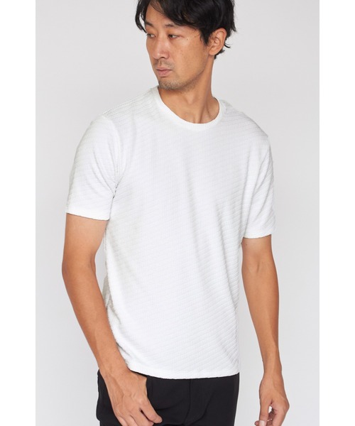 HIGH STREET(ハイストリート)の「HIGH STREET∴バイヤスリンクスジャカードクルーネック半袖カットソー(Tシャツ/カットソー・メンズ・ホワイト・M/L/LL)」の9枚目の写真