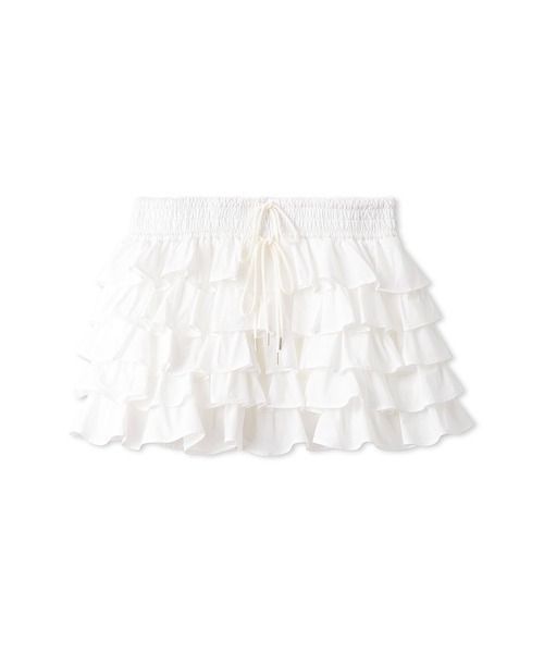 SNIDEL(スナイデル)の「フリルティアードスカショーパン(その他パンツ・レディース・ブラック/その他/ホワイト・0/1)」の8枚目の写真