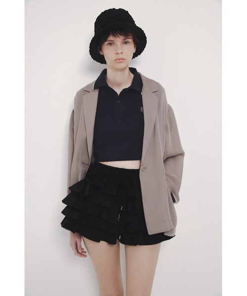 SNIDEL(スナイデル)の「フリルティアードスカショーパン(その他パンツ・レディース・ブラック/その他/ホワイト・0/1)」の4枚目の写真