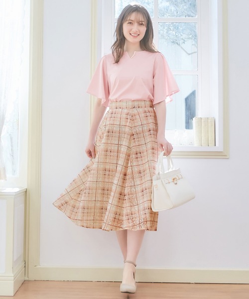 【セール】レースチェック柄フレアースカート（スカート）｜alotta（アロッタ）