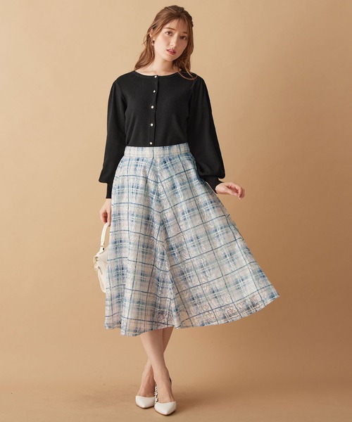 【セール】レースチェック柄フレアースカート（スカート）｜alotta（アロッタ）