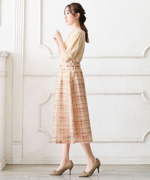 【セール】レースチェック柄フレアースカート（スカート）｜alotta（アロッタ）