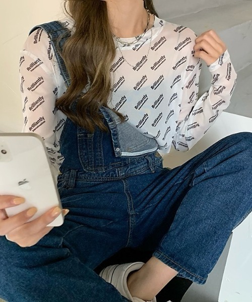 LADY LIKE(レディライク)の「ランダムロゴプリントシアートップス(Tシャツ/カットソー・レディース・ピンク/ホワイト/ブラック/グリーン・M)」の16枚目の写真