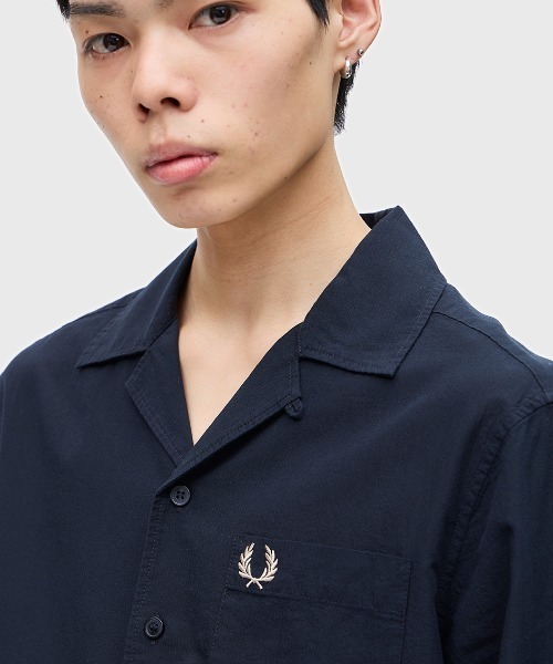 FRED PERRY（フレッドペリー）の「Lightweight Texture Revere Collar Shirt／ライトウェイトテクスチャーオープンカラーシャツ（シャツ/ブラウス・メンズ・ネイビー/グレー/サックスブルー/ネイビー系/ライトオリーブ/ピンク・M/L）」の12枚目の写真