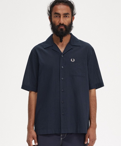 FRED PERRY（フレッドペリー）の「Lightweight Texture Revere Collar Shirt／ライトウェイトテクスチャーオープンカラーシャツ（シャツ/ブラウス・メンズ・ネイビー/グレー/サックスブルー/ネイビー系/ライトオリーブ/ピンク・M/L）」の19枚目の写真
