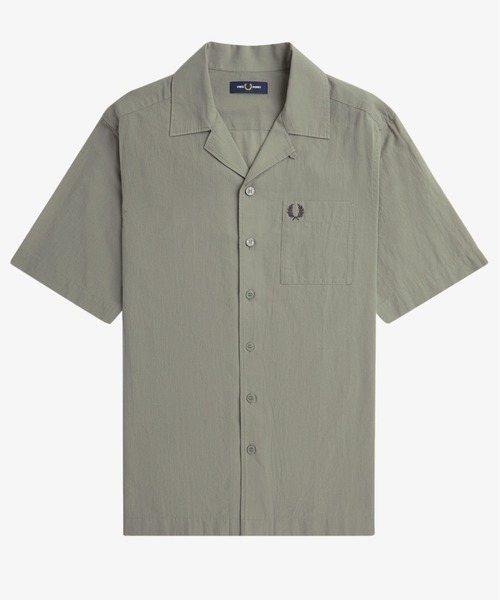 FRED PERRY（フレッドペリー）の「Lightweight Texture Revere Collar Shirt／ライトウェイトテクスチャーオープンカラーシャツ（シャツ/ブラウス・メンズ・ネイビー/グレー/サックスブルー/ネイビー系/ライトオリーブ/ピンク・M/L）」の10枚目の写真