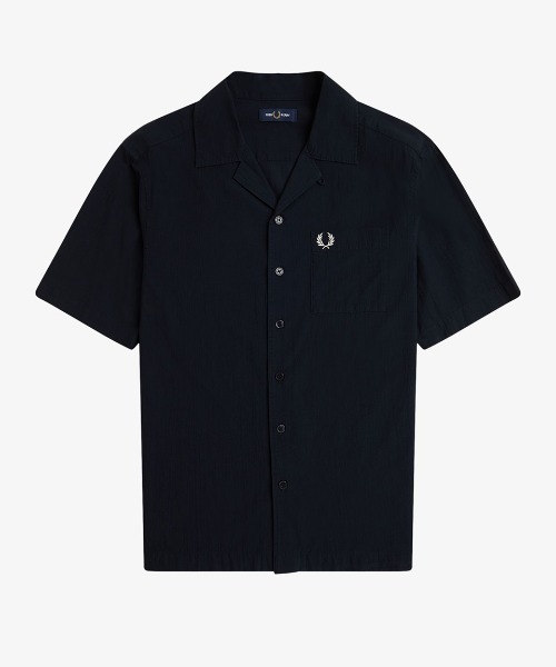 FRED PERRY（フレッドペリー）の「Lightweight Texture Revere Collar Shirt／ライトウェイトテクスチャーオープンカラーシャツ（シャツ/ブラウス・メンズ・グレー/ネイビー/ライトオリーブ/ピンク/サックスブルー/ネイビー系・M/L）」の11枚目の写真