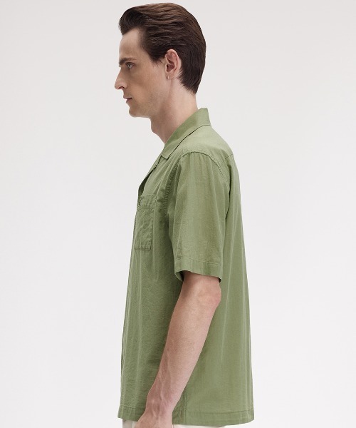 FRED PERRY（フレッドペリー）の「Lightweight Texture Revere Collar Shirt／ライトウェイトテクスチャーオープンカラーシャツ（シャツ/ブラウス・メンズ・グレー/ネイビー/ライトオリーブ/ピンク/サックスブルー/ネイビー系・M/L）」の20枚目の写真