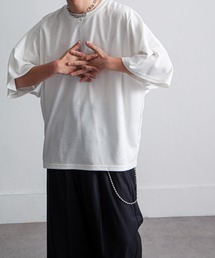 NILWAY | ドルマン ドレープ オーバーサイズ 半袖Tシャツ / ポンチ ビッグシルエット 5分袖 ドレープカットソー(Tシャツ/カットソー)