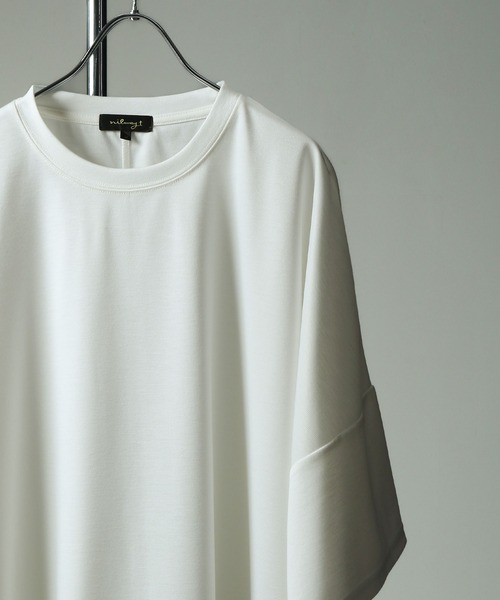 NILWAY（ニルウェイ）の「ドルマン ドレープ オーバーサイズ 半袖Tシャツ / ポンチ ビッグシルエット 5分袖 ドレープカットソー（Tシャツ/カットソー・メンズ・チャコール/ホワイト/ブラック/グレー・MEDIUM/LARGE）」の10枚目の写真