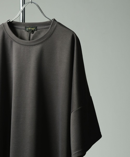 NILWAY（ニルウェイ）の「ドルマン ドレープ オーバーサイズ 半袖Tシャツ / ポンチ ビッグシルエット 5分袖 ドレープカットソー（Tシャツ/カットソー・メンズ・チャコール/ホワイト/ブラック/グレー・MEDIUM/LARGE）」の13枚目の写真
