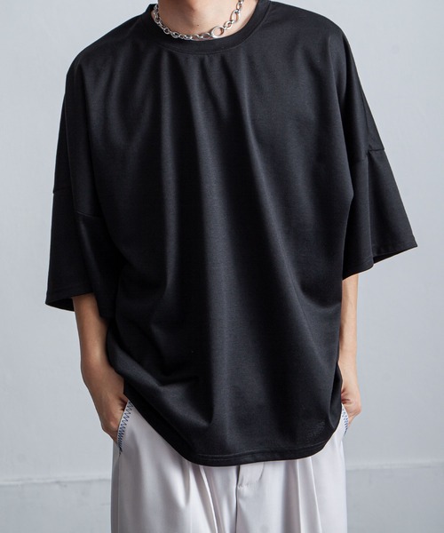 NILWAY（ニルウェイ）の「ドルマン ドレープ オーバーサイズ 半袖Tシャツ / ポンチ ビッグシルエット 5分袖 ドレープカットソー（Tシャツ/カットソー・メンズ・チャコール/ホワイト/ブラック/グレー・MEDIUM/LARGE）」の20枚目の写真