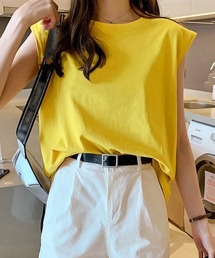 フレンチスリーブ Tシャツ白黒レディース 夏服ノースリーブ袖なし