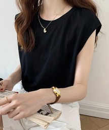 フレンチスリーブ Tシャツ白黒レディース 夏服ノースリーブ袖なし