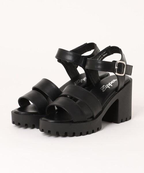 Zipper（ジッパー）の「【ZIPPER】 厚底アンクルストラップサンダル（サンダル・レディース・ブラック/ホワイト・S/M/L/LL）」の2枚目の写真