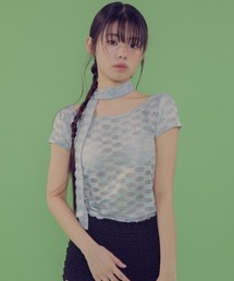 A'GEM/9 × .kom 『 FANCY CLUB/ファンシークラブ』 MILKY WAY SCARF TEE/スカーフ 半袖カットソー