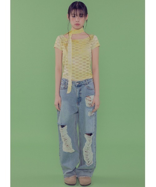 tシャツ A'GEM/9 × .kom 「 FANCY CLUB/ファンシークラブ」 MILKY WAY SCARF TEE/スカーフ 半袖カットソー A'GEM/9 × .kom 『 FANCY CLUB/ファンシークラブ』 MILKY WAY