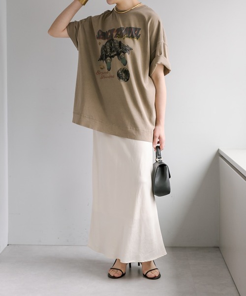 PUAL CE CIN（ピュアルセシン）の「ヴィンテージライク"Space Travel"T（Tシャツ/カットソー・レディース・チャコールグレー/ベージュ/ブルー・FREE）」の8枚目の写真