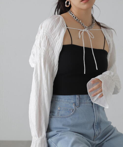 FREE'S MART（フリーズマート）の「■ショート丈ボレロブラウス（カーディガン/ボレロ・レディース・ホワイト/ブラック/グレー・FREE）」の3枚目の写真