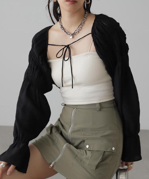 プリーツプリーズ　ショートボレロ　カーディガン プリーツプリーズ ショートボレロ カーディガン PLEATS PLEASE