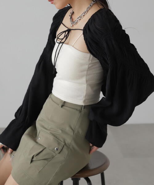 FREE'S MART（フリーズマート）の「■ショート丈ボレロブラウス（カーディガン/ボレロ・レディース・ホワイト/ブラック/グレー・FREE）」の4枚目の写真