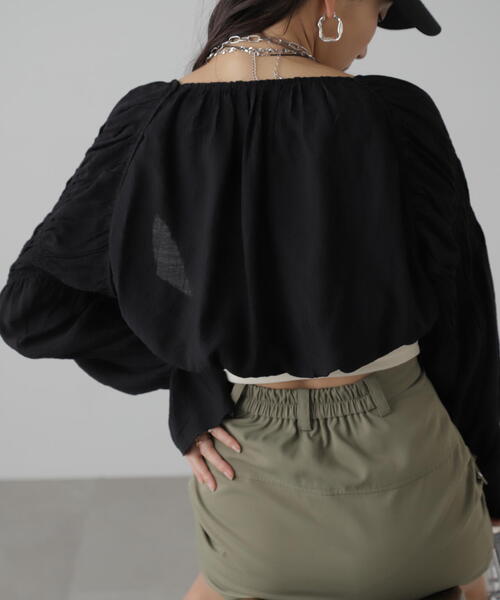 FREE'S MART（フリーズマート）の「■ショート丈ボレロブラウス（カーディガン/ボレロ・レディース・ホワイト/ブラック/グレー・FREE）」の5枚目の写真